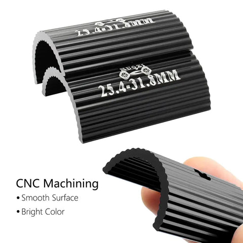 25.4 To 31.8 Mm Handlebar Spacer Adapter For Bikes, Aluminum Alloy Stem Reducer with CNC machining, black finish, close-up view