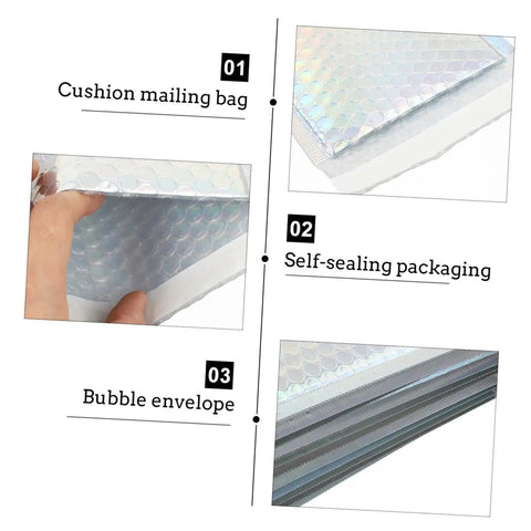 Colorful Bubble Mailer Bags 15 By 20 Cm Plus 4 Cm Waterproof Padded Envelopes Self Seal For Secure Shipping And Packaging Supplies Great For Small Business Etsy And Ebay Listings With Moisture Resistant Bubble Protection image showing close-up of padded texture and self-sealing flap.