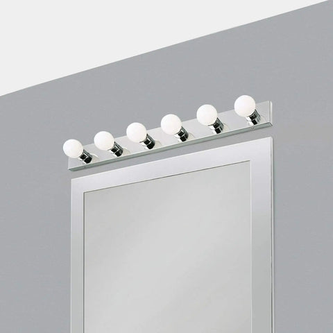 Six Light Vanity Light Bar Dimmable Polished Chrome Boss Vibe For Bathroom And Makeup Vanity Mounts Horizontally Or Vertically