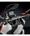 Premium CNC 22MM Handlebar Grips And End Cap Plugs For Aprilia Rs 250 R50 750 Bike Fits Many Models With Tough PVC And Aluminum Build That Looks Sweet And Grips Hard. Motorcycle handlebar grips and end cap plugs on a scooter dashboard