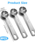 Three Piece Stainless Steel Measuring Spoons Set For 1 Teaspoon 5ml Precise Cooking And Baking No Guesswork For Spices And Salt