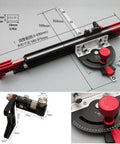 Pro Level Precision Miter Gauge For Table Saw And Router Table featuring micro flip stop, extendable fence, and adjustable angles.