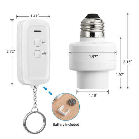 Remote Control Light Socket With Wireless Control For Lamps And Fixtures, Pull Chain Compatible, 100Ft Range, No Wiring Needed, ETL Listed, No Fuss Easy Hands Free Control From Bed Or Couch
