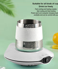 Smart Usb Coffee Warmer Dual Purpose Heated Coaster Keeps Drinks Piping Hot Or Crisp Chilled Instantly on mint green background.