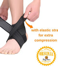 Kids Ankle Brace With Adjustable Support And Hot Cold Ice Pack For Sprain Recovery, Sporty Black, Medium US 3.5-7, elastic strap