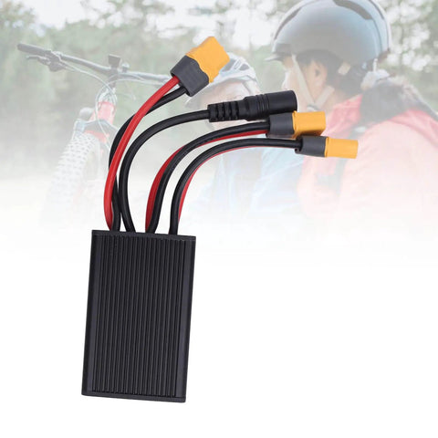 Heavy Duty Dual Battery Pack Balance Discharger With Snap Ready Charging Port And Steady 40A Output For 20V To 72V Boards, showing wiring connections.