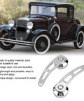 2-Pack Passenger Side Sliding Door Handle for Vintage Cars, Four And A Quarter Inch Exterior Replacement, shown next to vintage car.