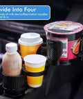 Flexible 4 In 1 Car Cup Holder And Console Organizer With 360 Degree Rotation Fits Rivian R1s And R2, stores drinks and snacks securely.