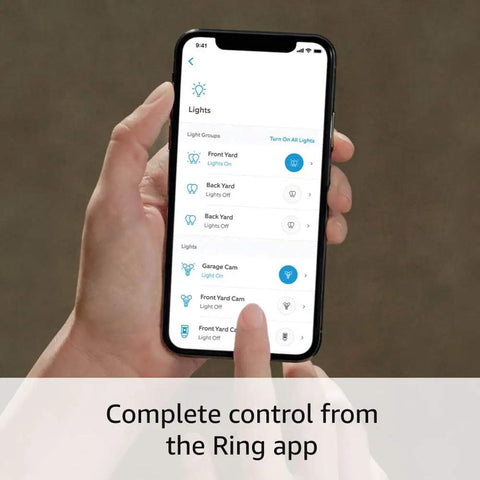 Weather Resistant Dual Outdoor Smart Plug That Puts Garden Lighting In Your Hands With Pretty Slick App Control And Easy Timer Features For Stress Free Home Management And Big Time Durability on a phone app screen showing yard light control.