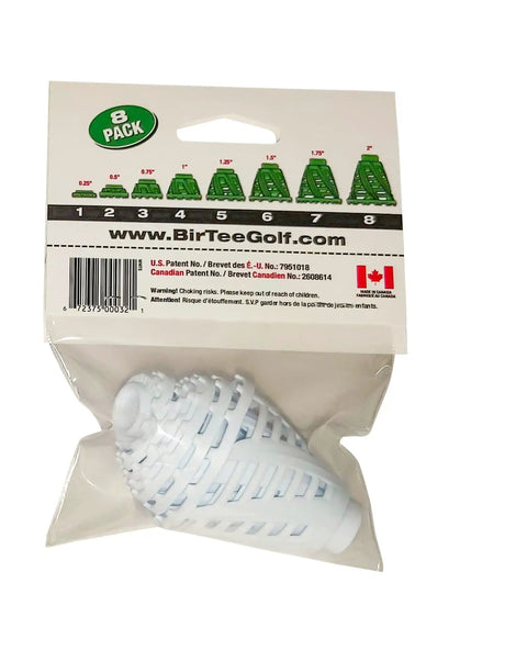 Pro Speed Indoor Golf Tees Eight Pack with Enhanced Durability in plastic bag, showing varied heights and Canadian flag