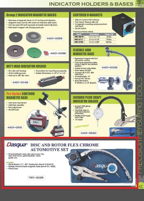 Dasqua Disc and Rotor Flex Chrome Automotive Set in blue tray with flexible chrome shaft and attachments.