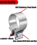 Harley 1.75 Inch Exhaust Clamp Set Bolt On For Touring Muffs Fits 1.75 Inch ID Inlets 1.25 Inch Wide Stainless Steel