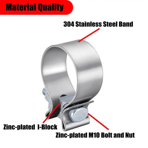 Harley 1.75 Inch Exhaust Clamp Set Bolt On For Touring Muffs Fits 1.75 Inch ID Inlets 1.25 Inch Wide Stainless Steel