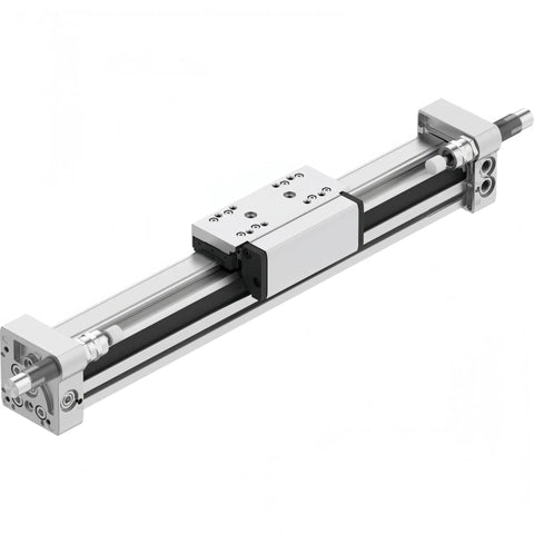 Straight Up Precision Linear Drive Actuator DGC-40-1080-KF-PPV-A-DL close-up showing aluminum construction and precision glide system components.