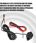 Universal car parking sensor kit with electromagnetic induction; black and red wires; round sensor for car truck RV