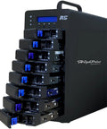 Slick Eight Bay Raid Storage Tower With Hot Swap Disk Slots And Kickass Fast Twelve Gb Sas Sata Hookup Solid Desktop Data Vault, side view