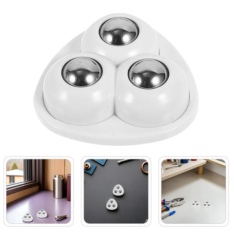 Small Swivel Caster Set With Adhesive Mounting And Triple Ball Bearings for smooth gliding on furniture and appliances.