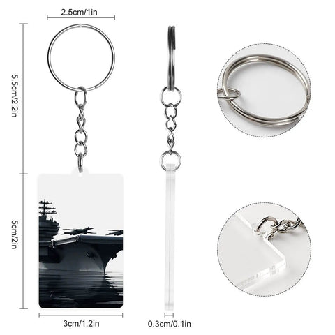 Aircraft Carrier Acrylic Keychain Transparent and Durable Key Ring Charm for Vinyl Kits and Pendants Oxidation Resistant Clear Navy Ship Charm