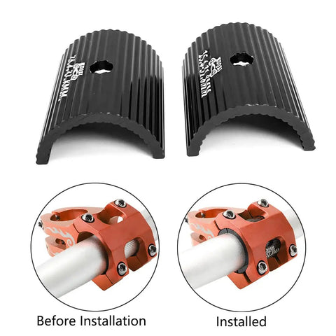 25.4 To 31.8 Mm Handlebar Spacer Adapter For Bikes, Aluminum Alloy Stem Reducer before and after installation on bike stem