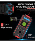 Straight Up 3 In 1 Stud Finder Wall Scanner With Digital Laser Ruler showing angle sensor display and audio features.