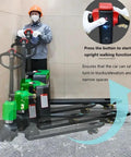 Heavy Duty 3300 Lb Electric Pallet Jack With Lithium Power Battery And Multi-Function Handle for efficient lifting in narrow spaces.