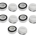 M18 Nylon Cable Gland Cap End Cover For Electrical Panels And Enclosures, Male Threaded Gland Cap, Easy Install, Tight Seal, Fits 24 By 14 Mm Size, Heavy Duty Rubber, 10 Pack For DIY Projects And Industrial Use Pro Grade, white caps shown front and side view