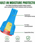 Heavy Duty Waterproof Wire Connectors With Silicone Sealant For Landscape Lighting Irrigation And Sprinkler Wiring Low Voltage 22 To 8 Awg detail of thermoplastic housing and insulating sealant