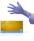 Heavy Duty Disposable Nitrile Exam Gloves Latex Free And Powder Free Violet Large Box Of 100 being worn on hand