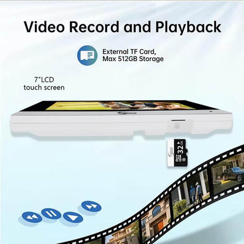 Side view of 7-inch LCD Two Wire Video Intercom System With Indoor Monitor And Wifi Doorbell Camera, shows TF card slot.