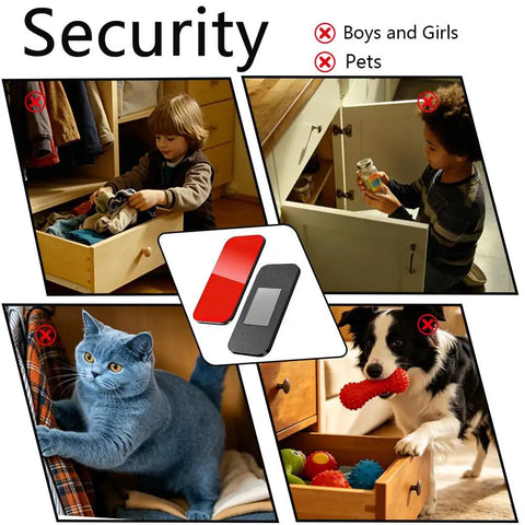 Security of cabinets with No Drill Magnetic Cabinet Door Catch With Ultra Strong Adhesive Mount Drawer Magnet Latch.