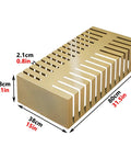 Heavy Duty Tile Display Stand With 28 Deep Sample Slots Built Like A Tank For Flooring Contractors Showroom Ready Gold Steel Rack dimensions shown