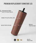 5.9 Inch Conical Furniture Leg With M8 Thread Replacement For Sofa, Cabinet Or Chair, PP Plastic And Metal Construction