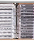 Open SMD 0805 Electronic Component Book Kit With 5435 Pcs Assortment Including labeled resistors, capacitors, transistors, diodes