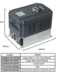 Beefed Up 7.5kW To 11kW Variable Frequency Drive For 3 Phase Motors, High Performance Inverter Controller With 0-650Hz Output, Rugged Industrial VFD Inverter Frequency Converter Easy Install, 220x150x172mm