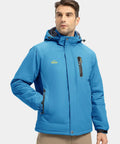 Men's Ski Snow Jacket Waterproof Insulated Coat With Fleece Hood Weatherproof Winter Mountain Outerwear For Outdoors Blue Large