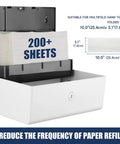 Heavy Duty 200 Sheet Multifold Paper Towel Dispenser With Easy No Drill Wall Mount Premium Abs Plastic showing 200+ sheets in white.