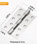 5 Inch Stainless Steel Swing Door Hinge With Silent Bearing For Interior Doors And Cabinets showing dimensions and design details.