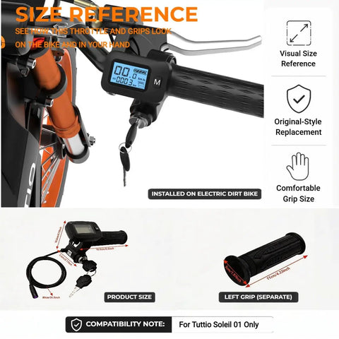 Electric Dirt Bike Throttle With 48V LCD Display And M Button For Soleil 01 Ebike, Integrated Throttle Display, Only Fits Soleil 01 Models, Teen Rider Accessories For A Ride-Ready Dope Dirt Bike Experience