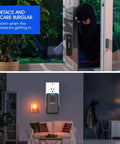 Wireless Door Chime Kit With 600 Foot Range And 3 Magnetic Door Sensors 2 Plug In Receivers 62 Tunes And 5 Volume Levels For Home Office Storefronts No Fuss Setup in action deterring intruders and alerting in a living room setting.