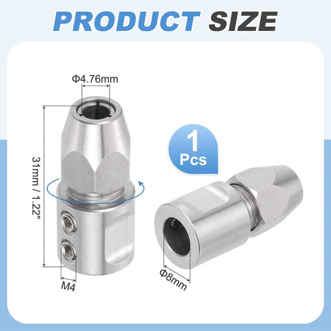 Dope Flex Collet Coupler CNC Stainless Steel For DIY RC Boat With 8mm Motor Shaft And 4.76mm Flex Shaft Flexible Coupling Shaft Locker Built Tough For Smooth RPM And Precision