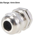 PG9 Cable Gland For 4mm To 8mm Wires Waterproof Metal Joint With Adjustable Locknut And Washer Brass Nickel Plated