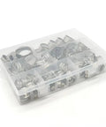 Heavy Duty Stainless Steel Hose Clamps Set With Adjustable Worm Gear Screws For Fuel Lines Pipes And Faucets Durable Assortment Kit To Fix Any Leak Fast, plastic case