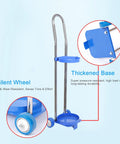 Gas Cylinder Cart With Ring Clamp, Built Tough Steel Hand Truck For Oxygen And Welding Cylinders, Height Adjustable Mobile Cart On Wheels, Anti Rust Steel Frame, Secure Tank Holder For Factories Hospitals And Schools, blue wheels