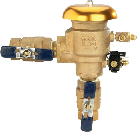 Bronze 1 Inch Heavy Duty Pressure Vacuum Breaker Backflow Preventer With Quarter Turn Shutoff NPT Connections Freeze Sensor