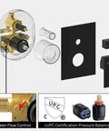 10 Inch Matte Black Rain Shower System With Brass Rough In Valve Included No More Water Hammer Pressure Balance Valve components