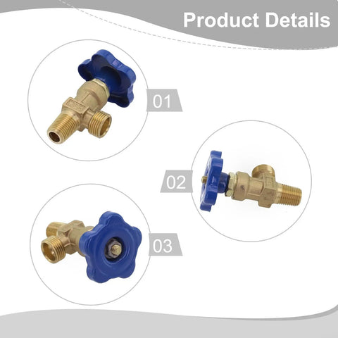 Multi Function Argon Gas Cylinder Valve For Kitchen Appliances And Bathroom Fixtures, Solid Copper Small Teeth Bottle Head With Tight Airtight Seal, Built To Last Copper Construction For Home Use, blue-hand wheel