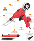 One Hand Soldering Iron Kit With Automatic 60W Solder Gun Desoldering Pump Tweezers And Wires For Jewelry Making DIY Projects Circuit Board Repair And Small Car Repairs Fast Heat Up And Easy To Use showing red solder gun with parts labeled