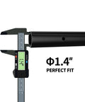 Heavy Duty Table Leg Extenders For Folding Tables Featuring Four Adjustable Heights To Kick Back Pain To The Curb And Unlock Versatile Workspace Options Includes Rugged 4 Pack Zero Hassle Setup measuring Φ1.4 inch with digital caliper.