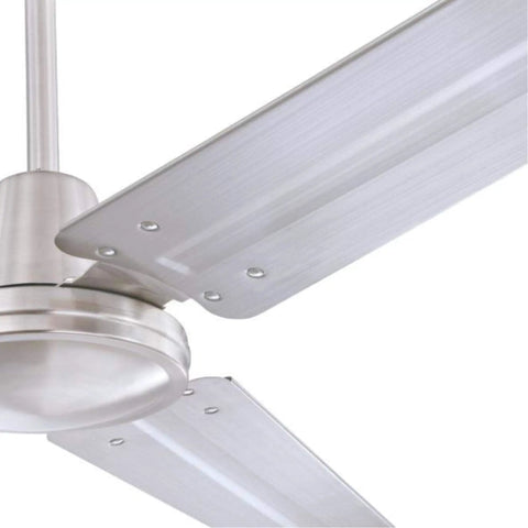 Close-up of Jax 56 Inch Modern Industrial Ceiling Fan With Remote Control Brushed Nickel Finish showing steel blades