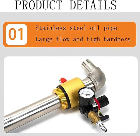 Heavy Duty Stainless Steel Air Operated Diaphragm Pump For Diesel And Engine Oil Transfer 130 L/min Pneumatic Chemical Fluid Pump With Pressure Gauge And Safety Valve Industrial Grade Barrel Transfer Solution